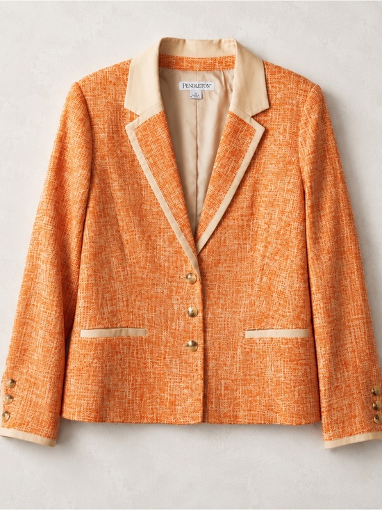 Pendleton Jackets & Blazers - Pendleton Tweed Blazer Jacket NWT Size 16 Coral Beige Career Vintage